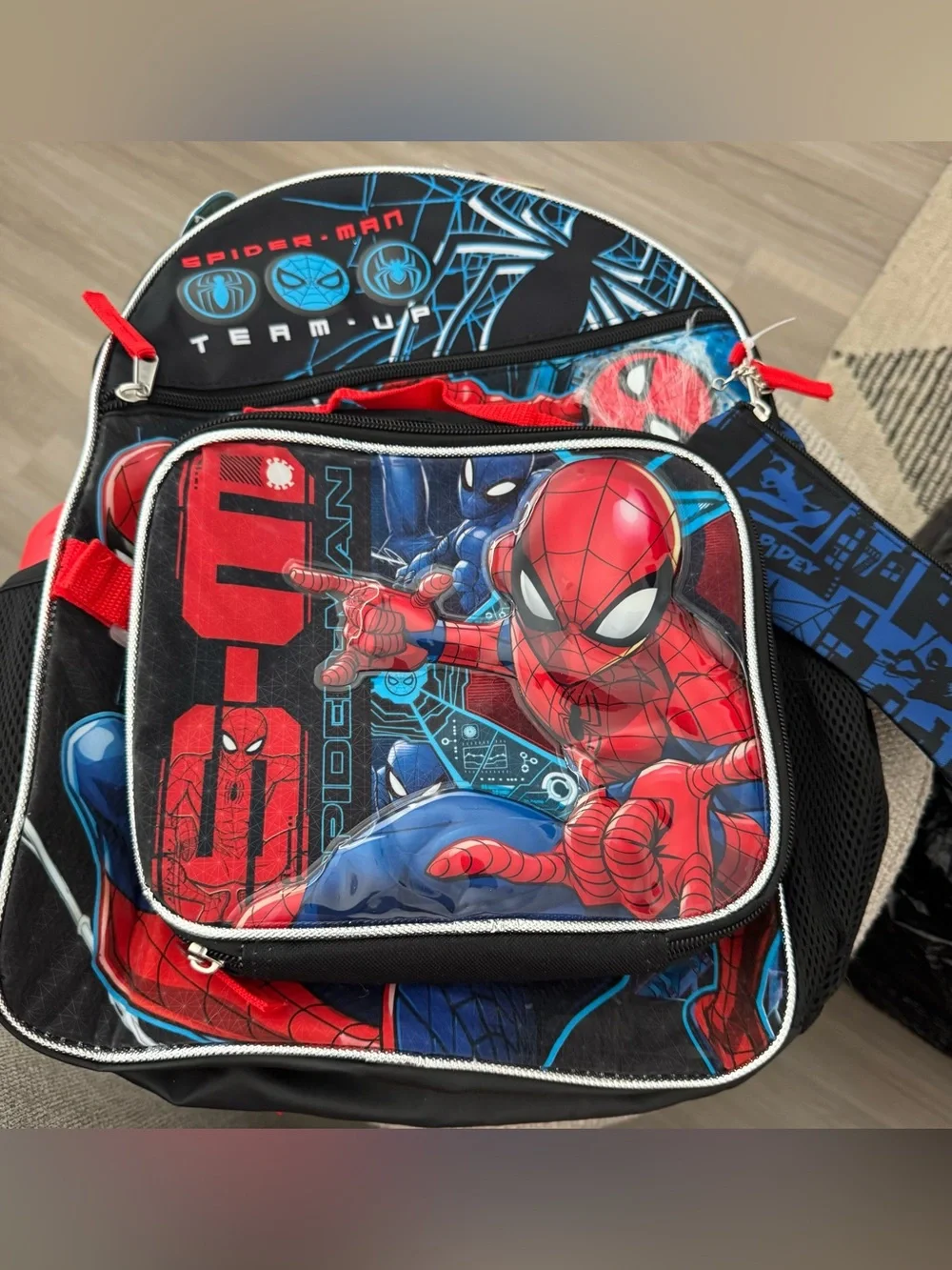 Marvel Spider-man 5 Piece School Backpack Set Lunch Box Pencil Case LIGHTS Up